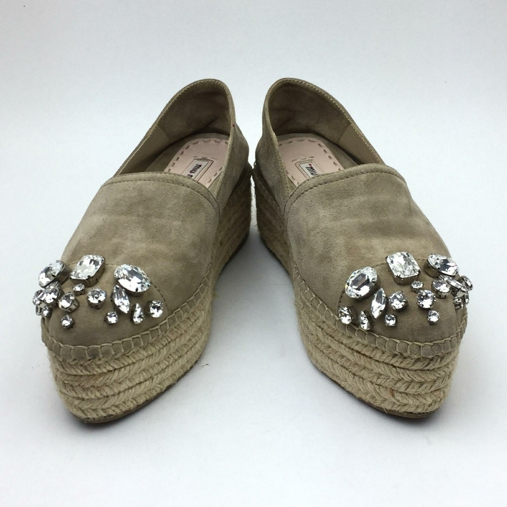 MIU MIU Crystal Embellished Espadrille sz 5
